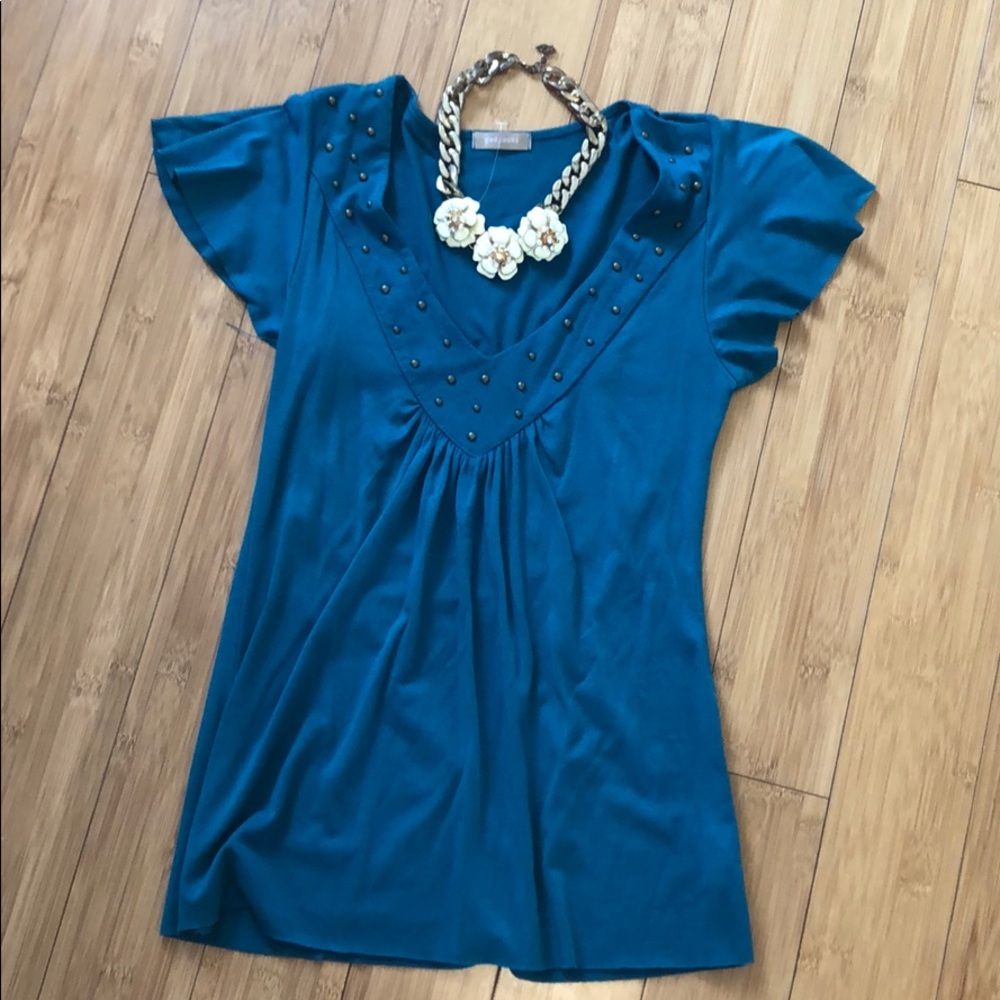 Gadzooks teal top with cap sleeve🦕🦕